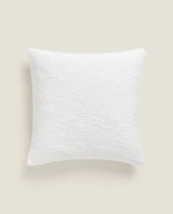 Bedspreads*ZARA Home Floral Embroidered Throw Pillow White