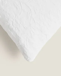 Bedspreads*ZARA Home Floral Embroidered Throw Pillow White