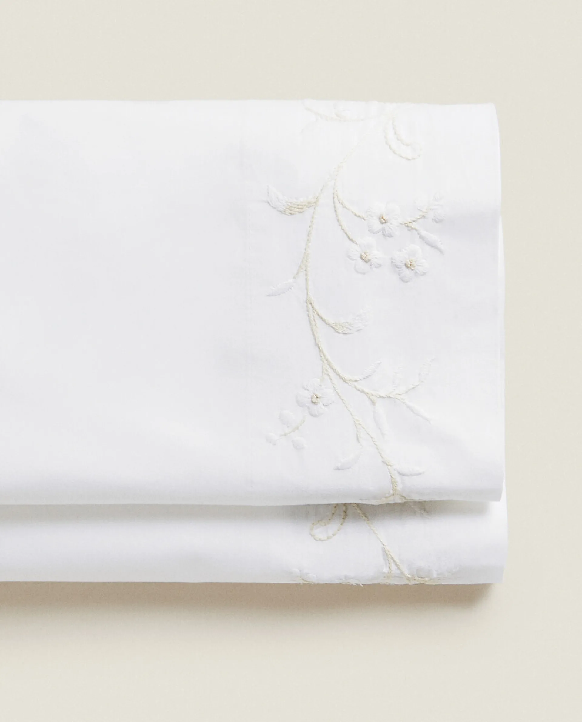 Flat Sheets*ZARA Home Floral Embroidery Flat Sheet White