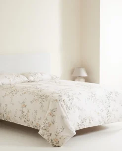 Flat Sheets*ZARA Home Floral Embroidery Flat Sheet Cream