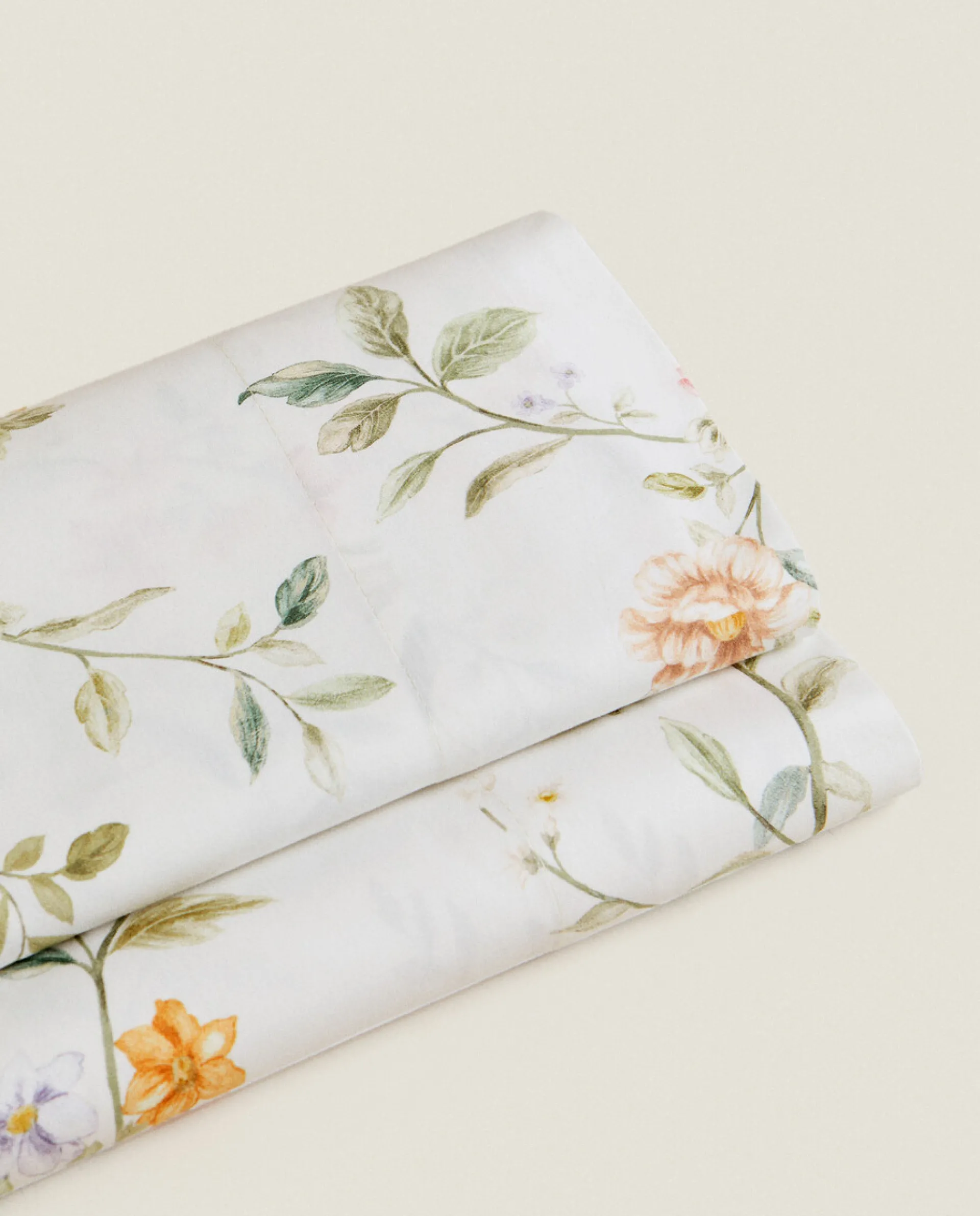 Flat Sheets*ZARA Home Floral Embroidery Flat Sheet Oyster White