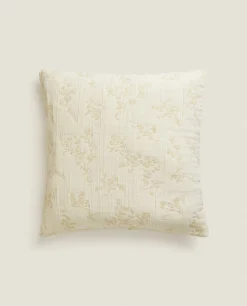 Bedspreads*ZARA Home Floral Jacquard Throw Pillow Cover Beige