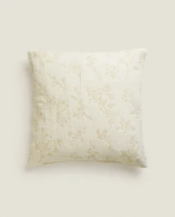Bedspreads*ZARA Home Floral Jacquard Throw Pillow Cover Beige