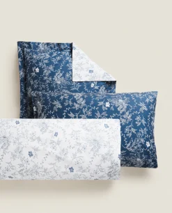 Pillowcases*ZARA Home Floral Pillowcase Blue