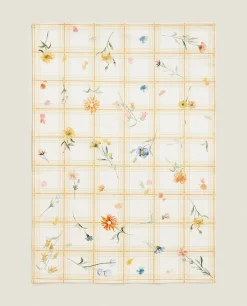 Kitchen Towels, Aprons And Bags*ZARA Home Floral Print Cotton Kitchen Towel (Pack Of 2) Green