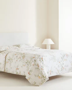 Duvet Covers*ZARA Home Floral Print Duvet Cover Oyster White