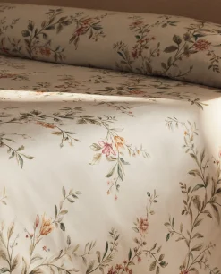 Duvet Covers*ZARA Home Floral Print Duvet Cover Oyster White