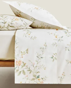 Duvet Covers*ZARA Home Floral Print Duvet Cover Oyster White
