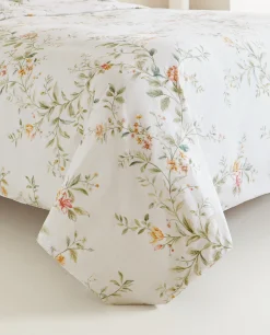 Duvet Covers*ZARA Home Floral Print Duvet Cover Oyster White