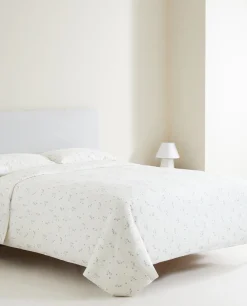 Duvet Covers*ZARA Home Floral Print Duvet Cover Oyster White