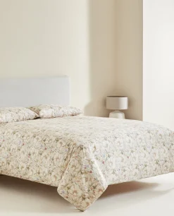 Duvet Covers*ZARA Home Floral Print Duvet Cover Oyster White