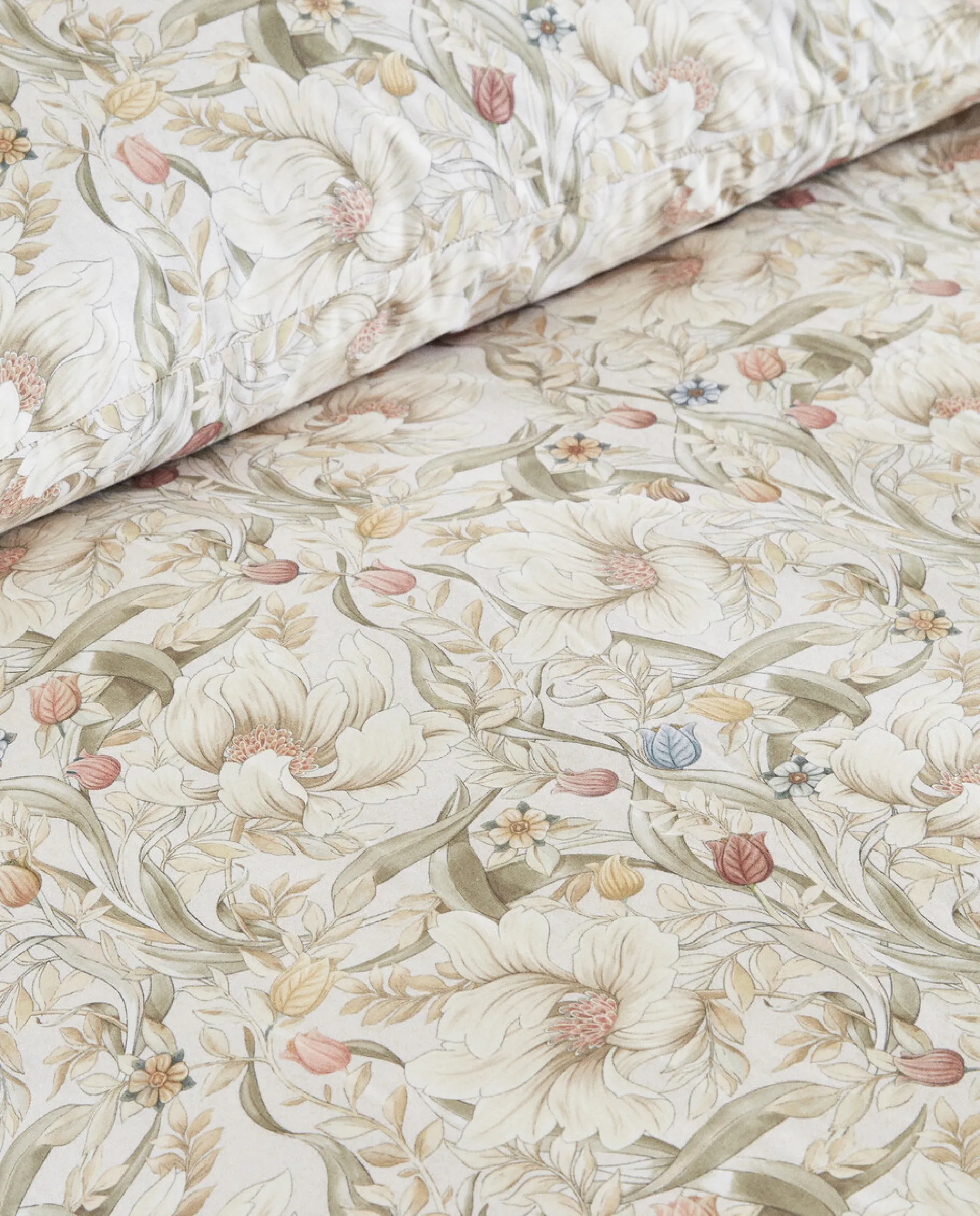 Duvet Covers*ZARA Home Floral Print Duvet Cover Oyster White