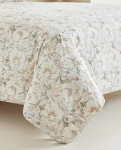 Duvet Covers*ZARA Home Floral Print Duvet Cover Oyster White
