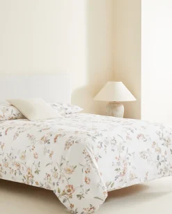 Duvet Covers*ZARA Home Floral Print Duvet Cover Oyster White