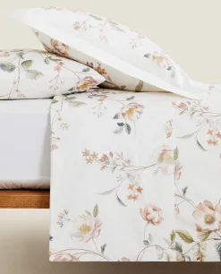 Duvet Covers*ZARA Home Floral Print Duvet Cover Oyster White