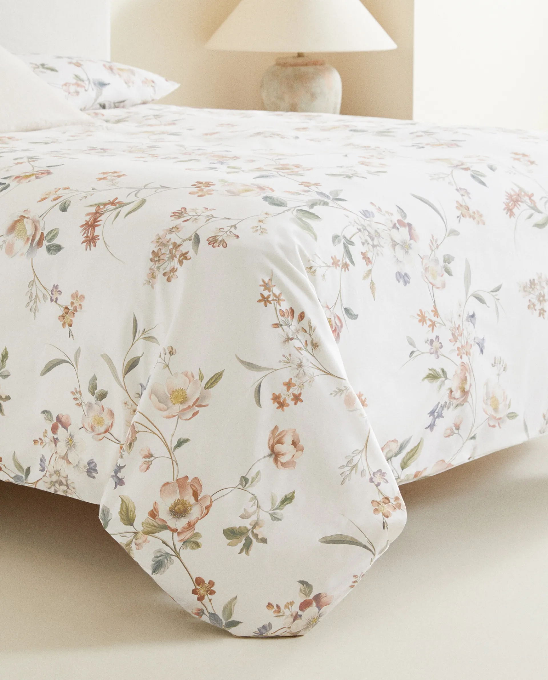 Duvet Covers*ZARA Home Floral Print Duvet Cover Oyster White