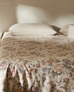 Duvet Covers*ZARA Home Floral Print Duvet Cover Sand