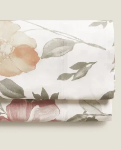 Flat Sheets*ZARA Home Floral Print Flat Sheet Pink