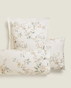 Pillowcases*ZARA Home Floral Print Pillowcase Cream