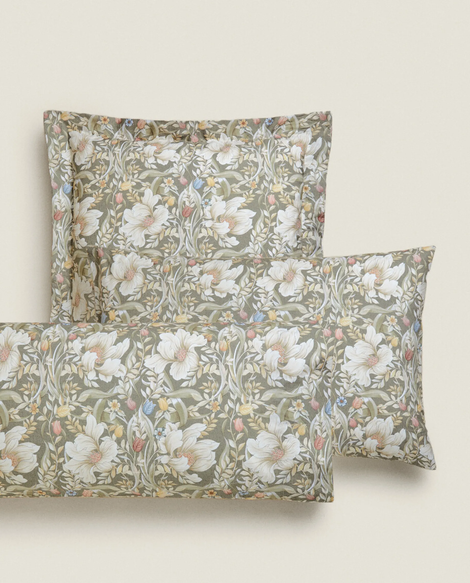 Pillowcases*ZARA Home Floral Print Pillowcase Green