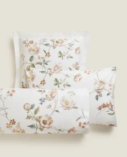 Pillowcases*ZARA Home Floral Print Pillowcase Oyster White