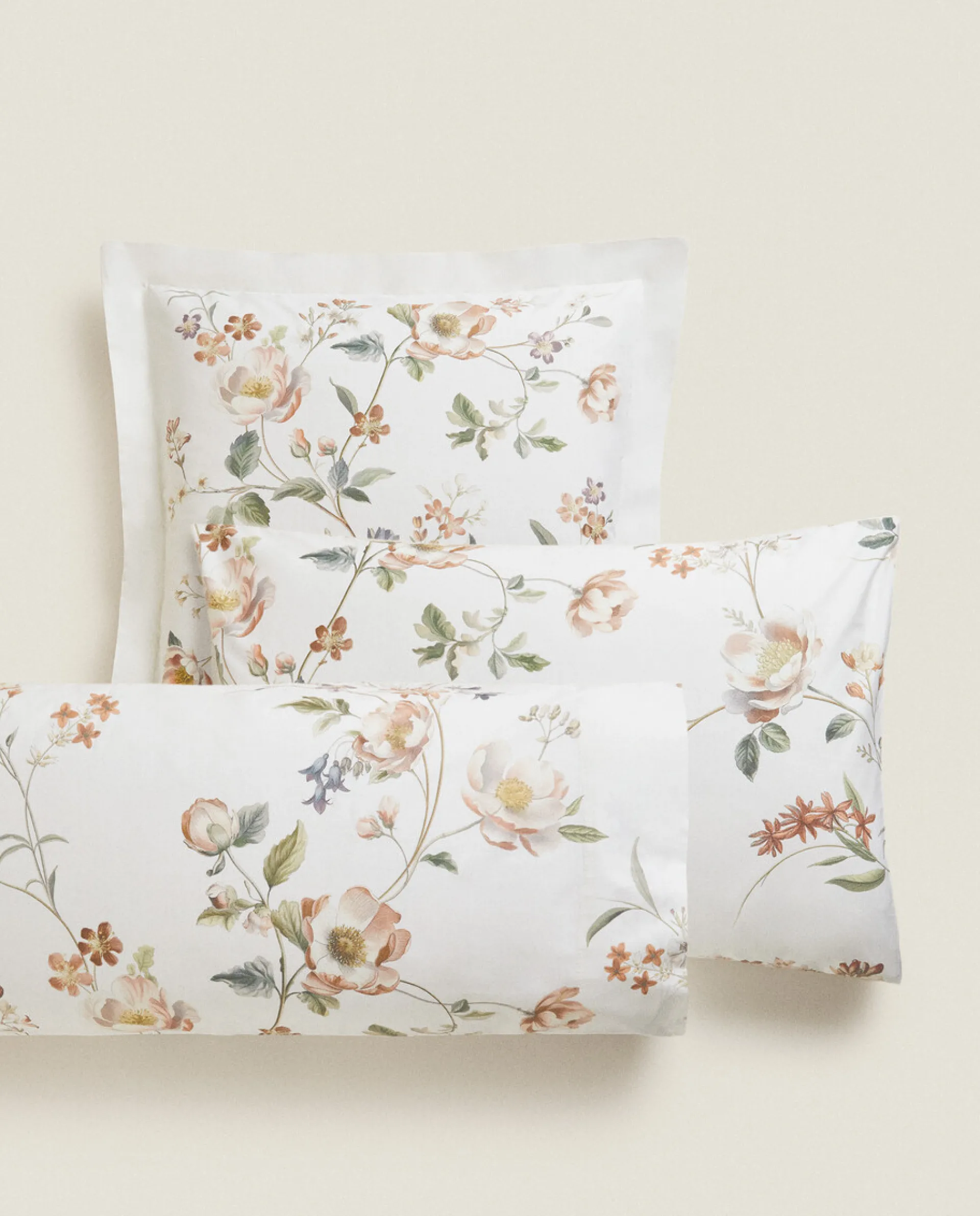 Pillowcases*ZARA Home Floral Print Pillowcase Oyster White
