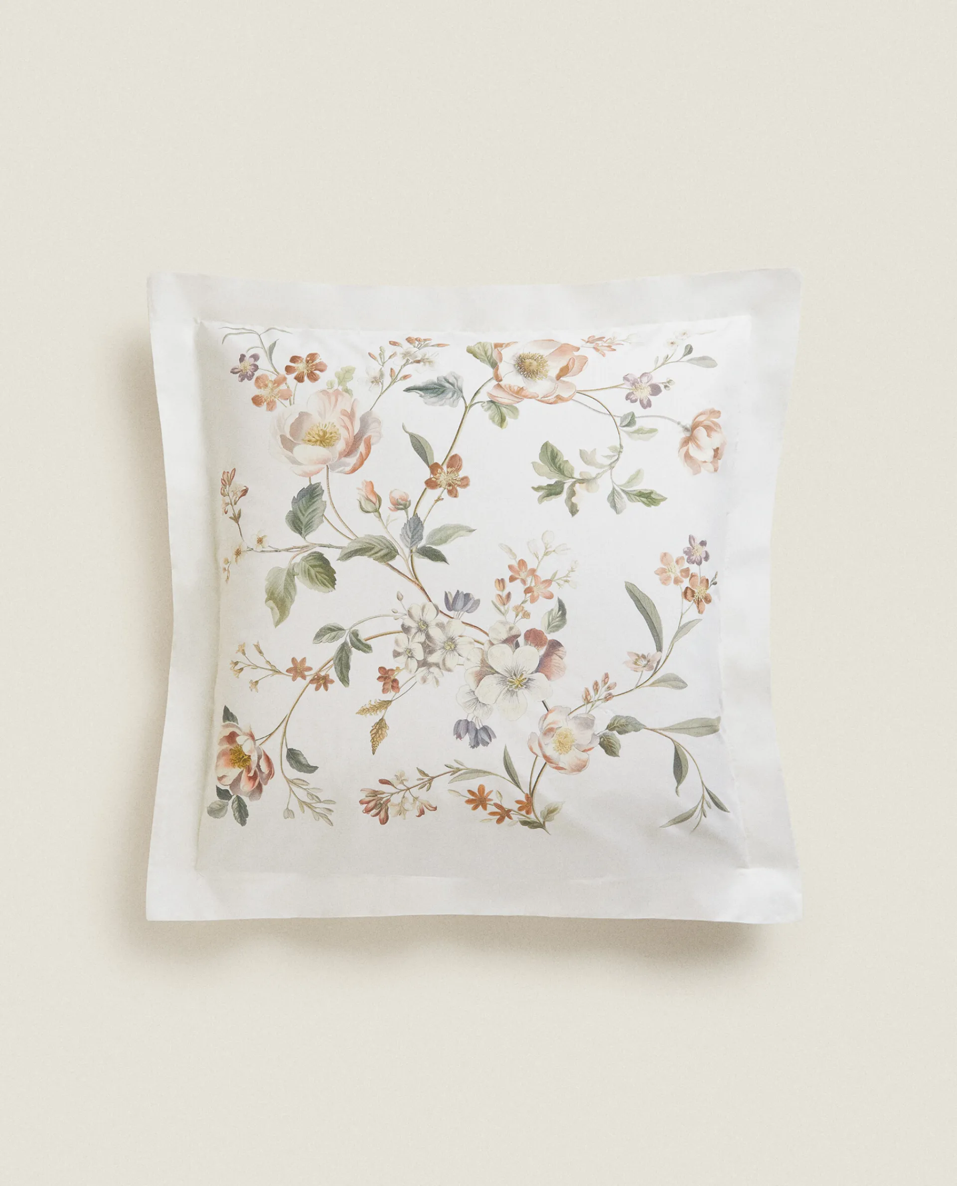 Pillowcases*ZARA Home Floral Print Pillowcase Oyster White