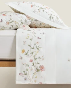 Duvet Covers*ZARA Home Flower And Butterfly Print Duvet Cover Oyster White