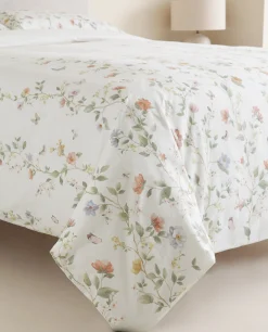 Duvet Covers*ZARA Home Flower And Butterfly Print Duvet Cover Oyster White
