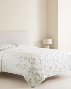 Flat Sheets*ZARA Home Flower And Butterfly Print Top Sheet Oyster White