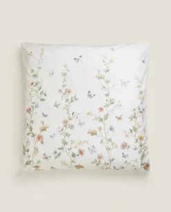 Pillowcases*ZARA Home Flower And Butterfly Print Pillowcase Oyster White