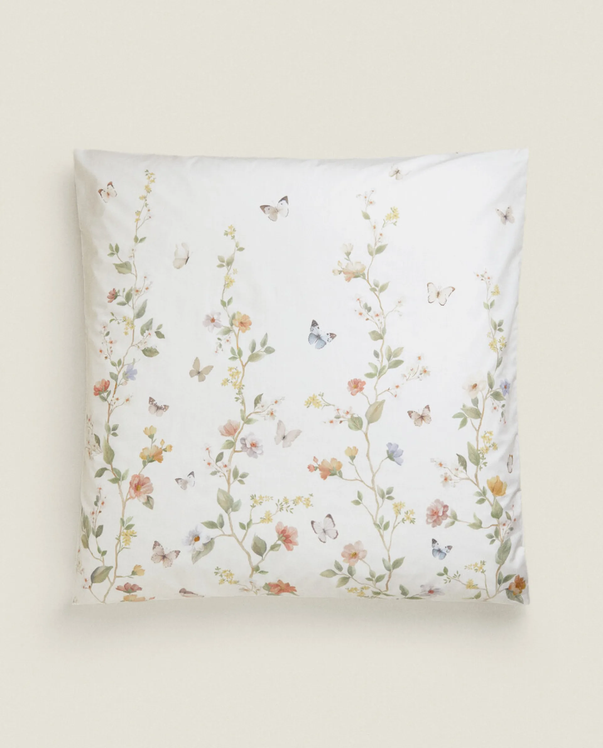 Pillowcases*ZARA Home Flower And Butterfly Print Pillowcase Oyster White