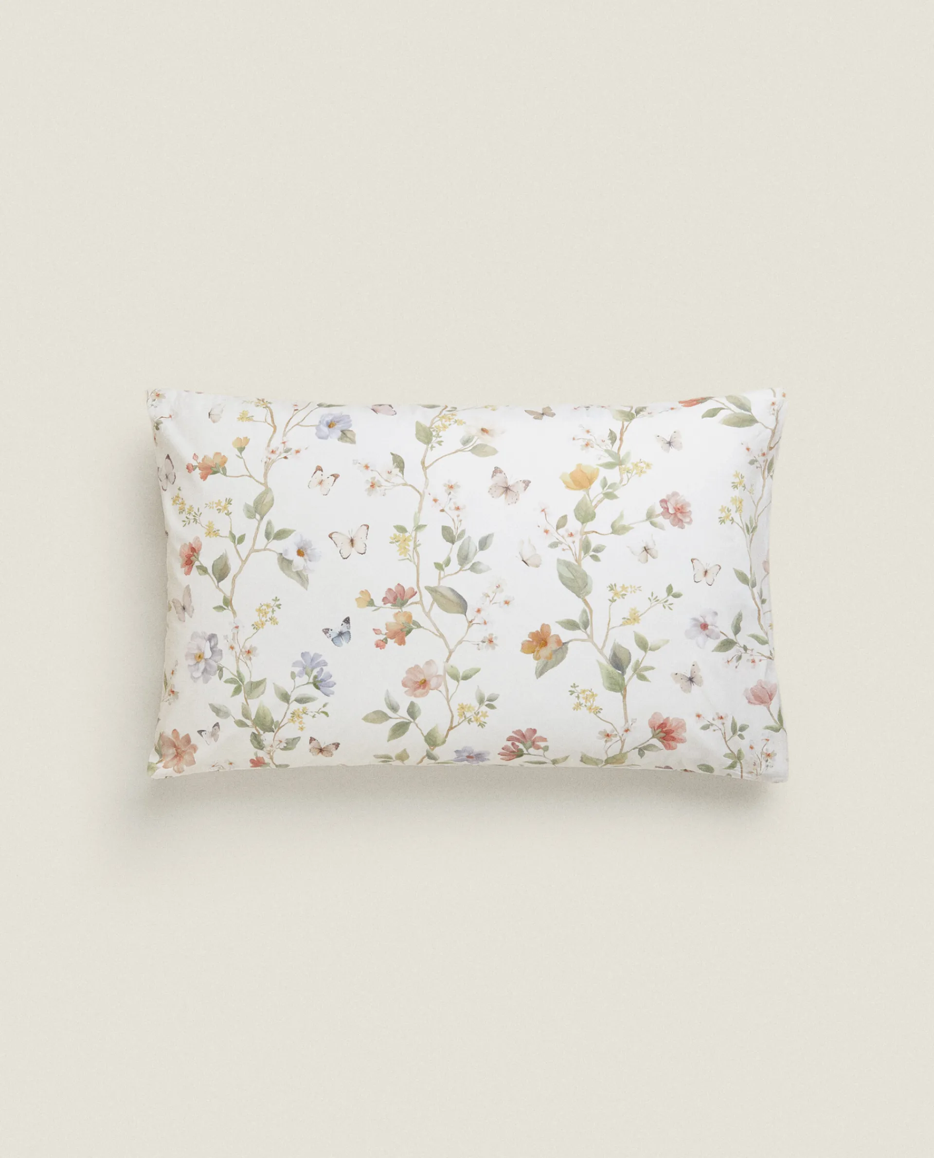 Pillowcases*ZARA Home Flower And Butterfly Print Pillowcase Oyster White