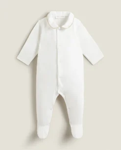 Clothing And Footwear*ZARA Home Footed Pajamas With Contrasting Piping White