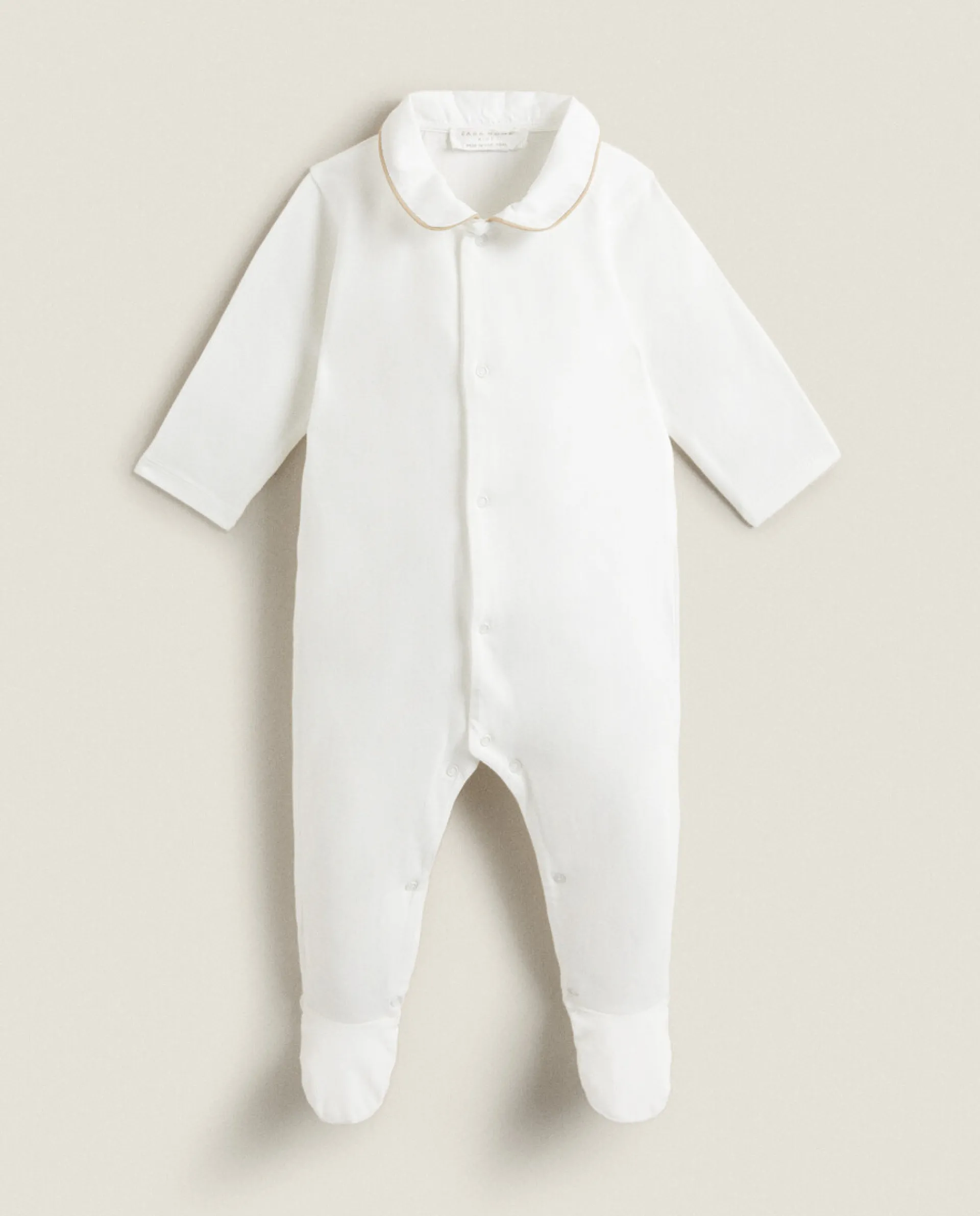 Clothing And Footwear*ZARA Home Footed Pajamas With Contrasting Piping White