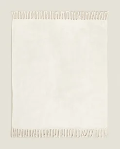Blankets*ZARA Home Fringed Soft-Touch Blanket Oyster White