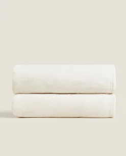 Blankets*ZARA Home Fringed Soft-Touch Blanket Oyster White