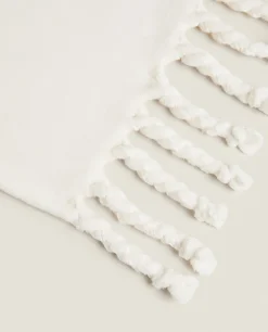 Blankets*ZARA Home Fringed Soft-Touch Blanket Oyster White
