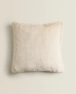 Solid*ZARA Home Fur (Faux) Throw Pillow Cover Natural Colour