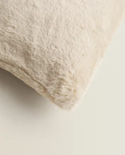 Solid*ZARA Home Fur (Faux) Throw Pillow Cover Natural Colour