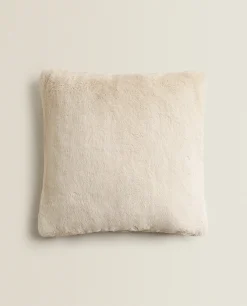 Solid*ZARA Home Fur (Faux) Throw Pillow Cover Natural Colour