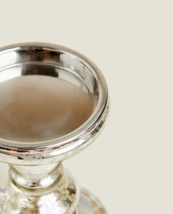 Candlesticks And Tealight Holders*ZARA Home Geometric Glass Candlestick Silver