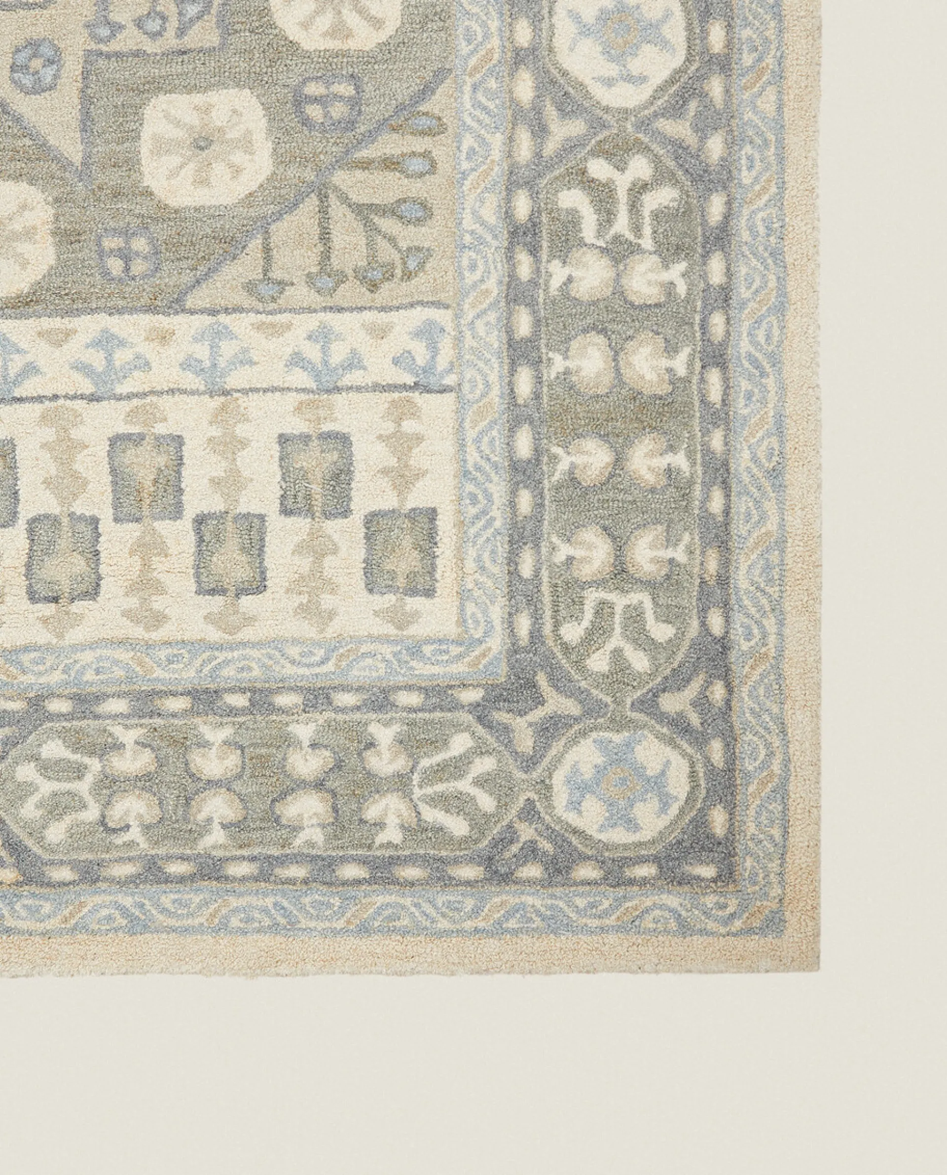 Vintage Design*ZARA Home Geometric Wool Rug Green