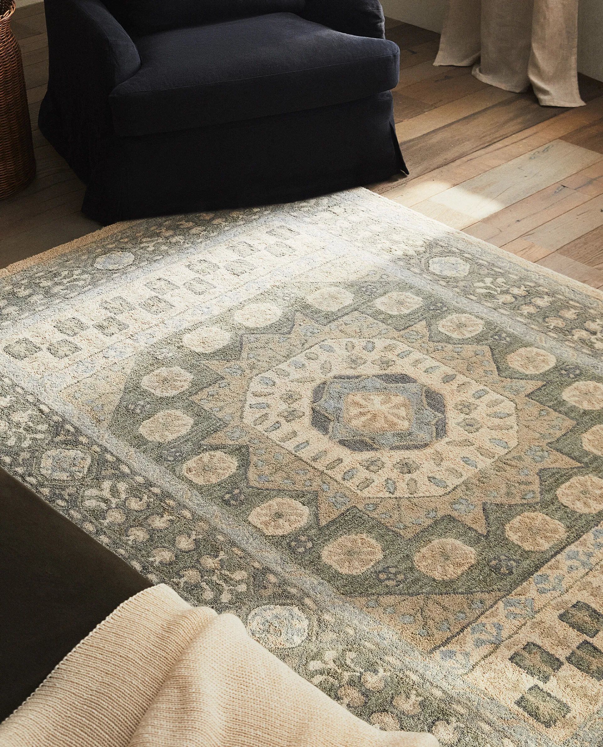 Vintage Design*ZARA Home Geometric Wool Rug Green