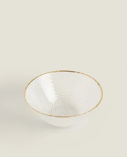 Bowls*ZARA Home Glass Bowl With Raised Detail Golden