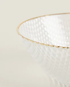 Bowls*ZARA Home Glass Bowl With Raised Detail Golden