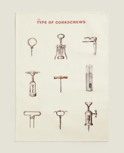 Wine & Cheese Collection*ZARA Home Glass Print Kitchen Towel (Pack Of 2) Cream