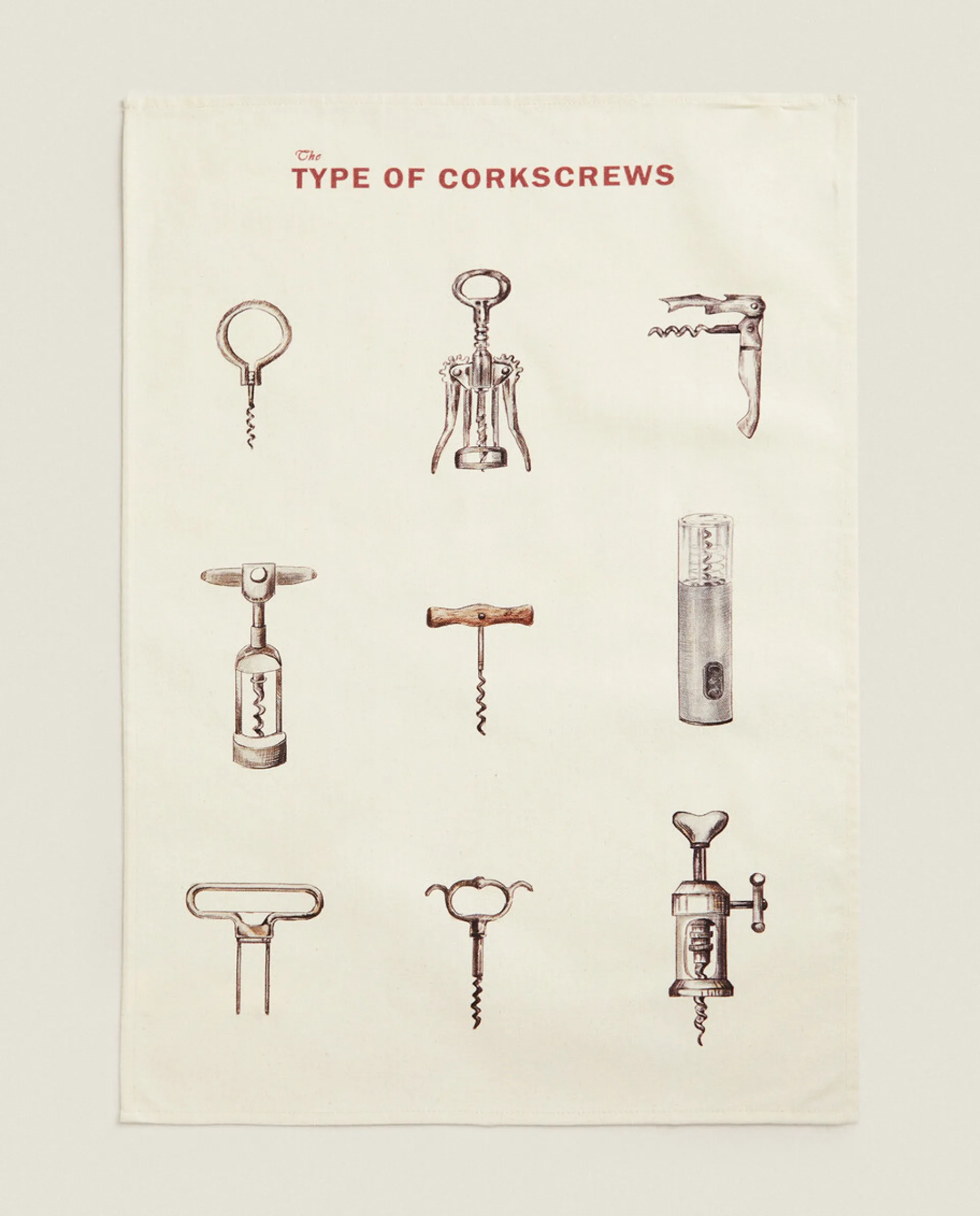 Wine & Cheese Collection*ZARA Home Glass Print Kitchen Towel (Pack Of 2) Cream