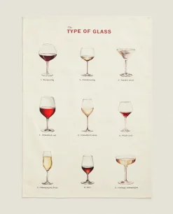 Wine & Cheese Collection*ZARA Home Glass Print Kitchen Towel (Pack Of 2) Cream