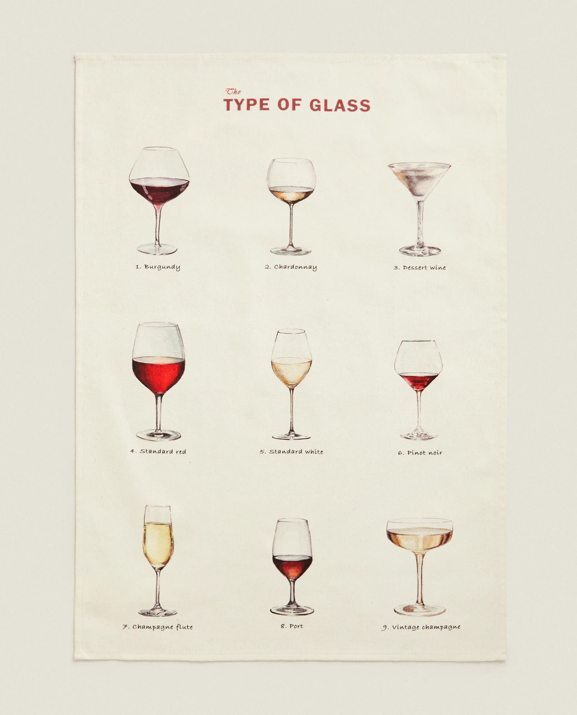 Wine & Cheese Collection*ZARA Home Glass Print Kitchen Towel (Pack Of 2) Cream